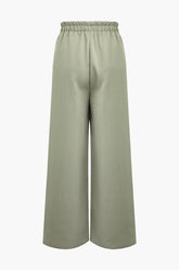 Pleated Drawstring Wide Leg Pants